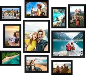Black Picture Frames, 10 Pack Collage Picture Frame Set for Wall Gallery Christm - Picture 1 of 5
