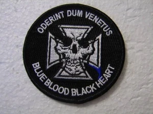 USMC PATCH - HHMLA-169 "BLUE BLACK HEART" COLOR WHITE ON BLACK - Picture 1 of 1
