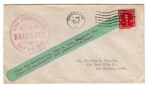 #688 Braddock's Field 1930 First Day Cover - William Temple - Picture 1 of 2