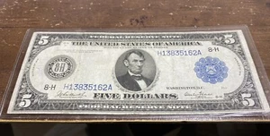 Billete de la Reserva Federal 1914 $5 de la Reserva Federal - ¡NOTA FANTÁSTICA! L 👀K! - Imagen 1 de 8
