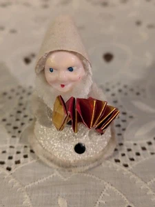 Vintage Japan Christmas Putz Gnome Pixie Elf w/ Accordian White MCM - Picture 1 of 7