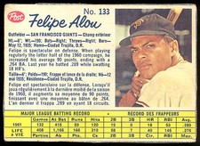 1962 POST BASEBALL CANADIAN #133 FELIPE ALOU VG-EX San Francisco GIANTS  card