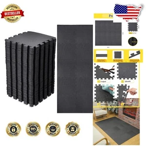 Durable 60 Pcs Kids Foam Floor Mat - Black Multi-Use Puzzle for Fun Activities - Picture 1 of 7