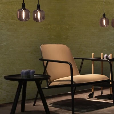 Modern Brown Bronze metallic worn textured faux grasscloth plain wallpaper rolls - Image 1 of 4