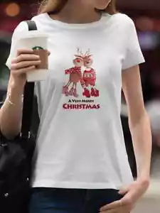 Santa Claus Costume Christmas Tree Snowman Women T Shirt Print Tops Tee Lady T-S - Picture 1 of 3
