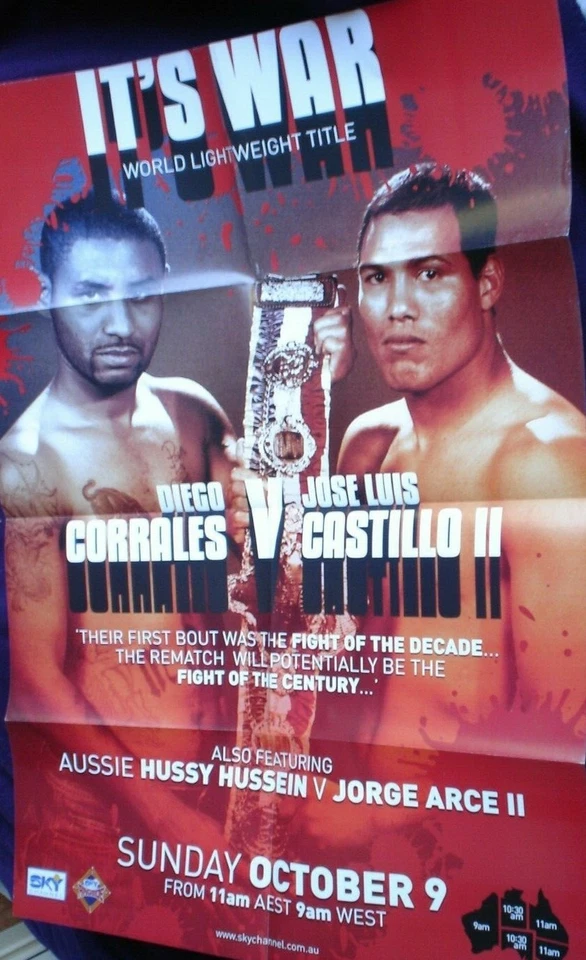 1 X BOXING POSTER  80 X 58 CM DIEGO CORRALES VS JOSE LUIS  CASTILLO 11 - Image 1 of 1