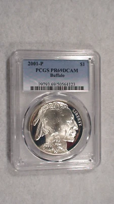 2001 P BUFFALO DOLLAR PCGS PF69 DEEP CAMEO GEM UNCIRCULATED $1.00 SILVER COIN! - Image 1 of 4