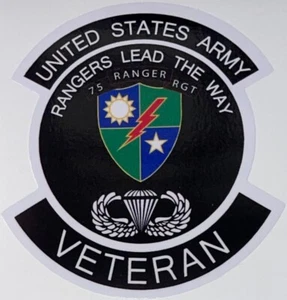 US Army 75th Ranger Regiment Veteran Sticker Waterproof New D121 - Picture 1 of 1