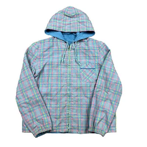 Vintage 50s Full Zip Hooded Plaid Jacket Talon Zipper Youth Large Reversible - Picture 1 of 10