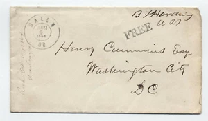 1864 Salem Oregon stampless free frank B.F. Harding senator [5246.9] - Picture 1 of 3