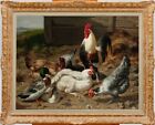 Hand painted Old Master-Art Antique Oil Painting animal cock on canvas 30"x40"