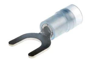 RS Pro CRIMP SPADE CONNECTORS 100Pcs 16-14AWG M5(#10) Stud, Nylon Insulated BLUE - Picture 1 of 3