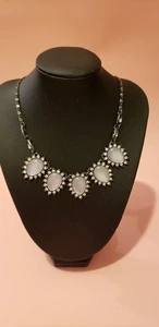 Preowned Costume Jewelry - Festoon Style Necklace - silver, lavender, rhinestone - Picture 1 of 8