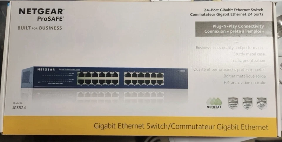 New Sealed NETGEAR 24-Port Gigabit Ethernet Unmanaged Switch (JGS524NA) - Image 1 of 4