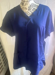 Grey’s Anatomy By Barco Womens Short Sleeves V Neck Indigo T Shirt Top Size L - Picture 1 of 2