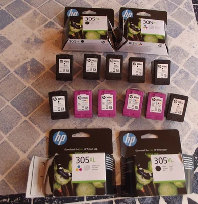 Elf leere HP Instant Ink 67 305 XL Druckerpatrone 4 x Tri-Color 7 x Schwarz - Bild 1 von 4