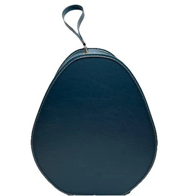 复古泪滴行李箱火车箱蓝色手提袋复古 60 年代/70 年代蛋形钱包 — 第 1/4 张图片