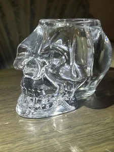 Decorazione Halloween Arte Vetro Teschio Portacandele Cristallo Trasparente - Foto 1 di 19