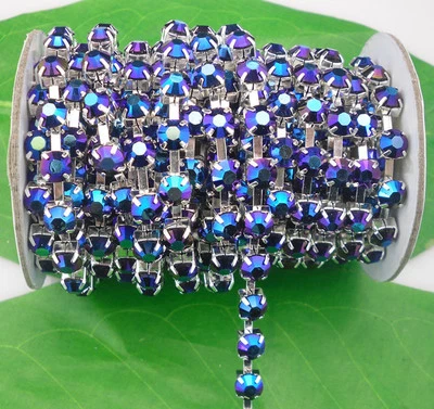 Apliques Disfraz 6mm Lote Color Gelatina Cristal Estrás Plata Recorte Cadena Foto 1 de 2