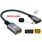 4K Type-D 90 Degree Angled Micro Hdmi 1.4 Male To Hdmi Female Extension Cable