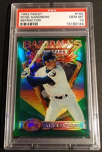 1993 93 TOPPS FINEST REFRACTOR RYNE SANDBERG PSA 10 CUBS HOF (717) - Picture 1 of 2