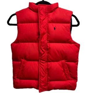 Polo Ralph Lauren Puffer Vest Sz 7 Red Down Fill Preppy Winter Fall Jacket Boys - Picture 1 of 13