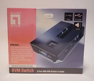 Level One KVM Switch 0221 2-portowy przełącznik USB z audio smukła wersja nowy w oryginalnym opakowaniu