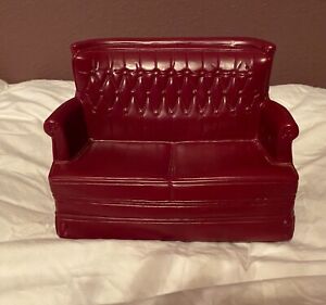 Vintage 1978 Marx Sindy Doll House Furniture Burgundy Couch Loveseat