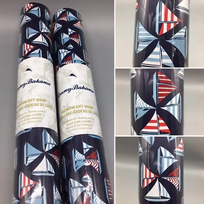 Tommy Bahama Sailboat Gift Wrap Wrapping Paper Sailing Fathers Day 2 Roll NEW - Image 1 of 4