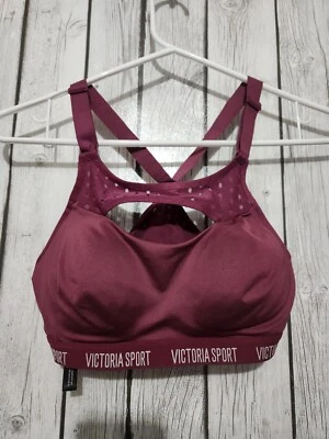 Victoria's Secret Sport Bra Womens 32C Burgundy Padded Racerback Mesh Breathable - Image 1 of 4