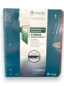 Livescribe 4 Pack Notepads Dot Paper 8.5 x 11 College Ruled 100 Sheets Each NEW - Picture 1 of 8