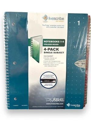 Livescribe 4 Pack Notepads Dot Paper 8.5 x 11 College Ruled 100 Sheets Each NEW - Image 1 of 4