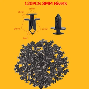 120PCS 8mm Bumper Clips Retainer Auto Car Plastic Rivets Fastener Fender Push US - Imagen 1 de 11