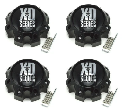 4x NUEVOS Tapacubos Centrales de Rueda Serie XD Negro Brillante 8 Tacos XD810 Brigade XD820 Granada Foto 1 de 4