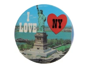 "I Love New York", Souvenir Pinback Button, Statue of Liberty, 3" Round, LBT-17 - Picture 1 of 2