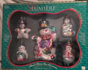 BK Collectibles Lumiere Hand Blown Glass Christmas Snowmen Ornaments - Picture 1 of 3