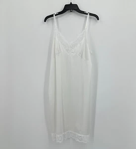 Vintage Chemise Full Slip L White Floral Lace Satin Lingerie Wedding Eveningwear - Picture 1 of 5