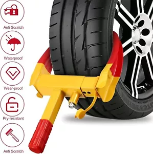WHEEL CLAMP FOR CAR TRAILER CAR LOCK CARAVAN VAN SECURITY LOCK 2 KEYS HEAVY DUTY - Picture 1 of 14