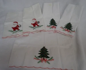 Lot of 5 Tea Towels Or Guest Towels Christmas machine Embroidered Santa Tree - Picture 1 of 8