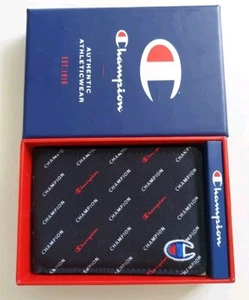 CARTERA DE HOMBRE NEGRA/BLANCA/ROJA SPELL OUT CHAMPION BI PLEGABLE NUEVA EN CAJA DE REGALO - Imagen 1 de 3