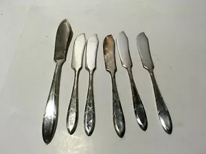6 Vintage Nobility Plate 1937 Reverie Pattern Silverplate Butter Spreaders - Picture 1 of 4