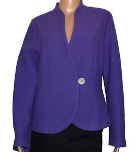 GEIGER Purple Wool One Button V-Neck Unlined Blazer Jacket Size 42 - Picture 1 of 8
