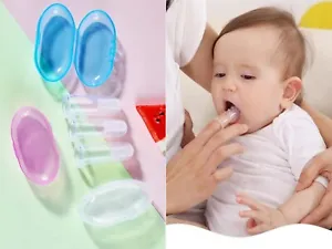 Baby Silicone Finger Toothbrush Soft Teether with Case Gum Tongue Massage Brush - Picture 1 of 43