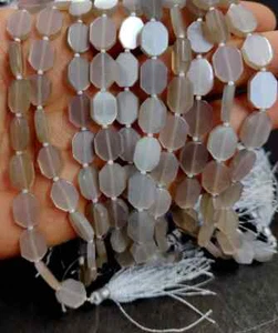 AAA+Grey Natural Moonstone Faceted Flat Oval Shape 8"Beads Side Drill Oval Shape - Picture 1 of 5
