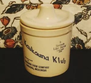 Kaukauna Klub Käsetopf mit Deckel, Kaukauna, Wisconsin, 30er Jahre - Bild 1 von 7