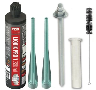 TOX-DÜBEL-TECHNIK GMBH , BTG GRAMSCH Schwerlastbefestigung Set M6 - M20 TOX Verbundmörtel Liquix + Stange + Siebhülse