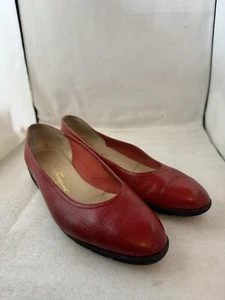 Zapatos vintage Salvatore Ferragamo de cuero rojo talla 8,5 - Imagen 1 de 12