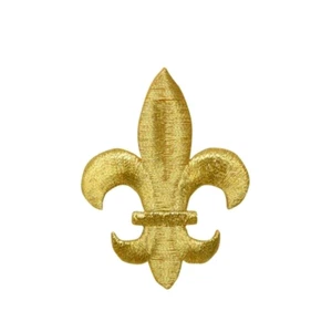 FLEUR DE LIS gold IRON ON PATCH APPLIQUE  7/8 X 1 1/8 inch - Picture 1 of 1