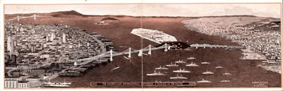 Fold Out PC Aerial View Golden Gate International Exposition San Francisco 1939 - Image 1 of 2