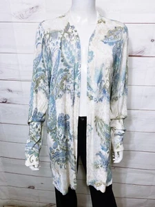 Chico's Womens Feminine Paisley Lace Open Long Cardigan Size 3 Long Sleeve - Picture 1 of 11